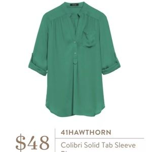41Hawthorn Colibri Tab Sleeve Blouse - Green